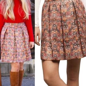 Anthropologie Maeve Pleated Brocade Skirt